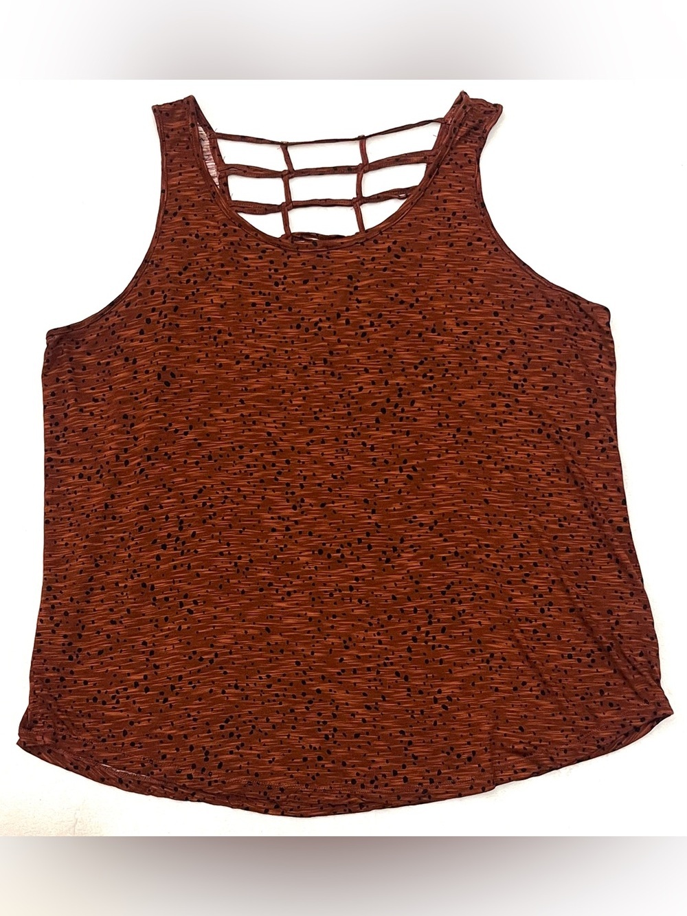 Maurices Coastline Animal Print Lattice Back Tank Rust Open-Back Tank Top